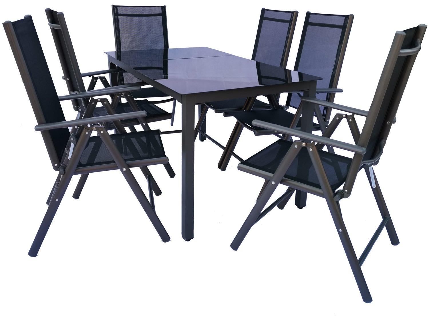7-delige aluminium tuinset, zitgroep 140SW, antraciet