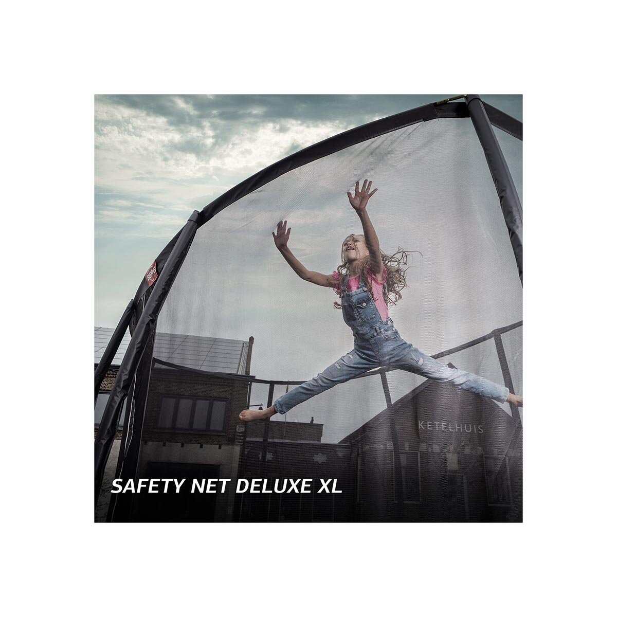 Bergtoys Berg Ultim Elite Trampolin Regular Grau 500 cm, Sicherheitsnetz Deluxe XL