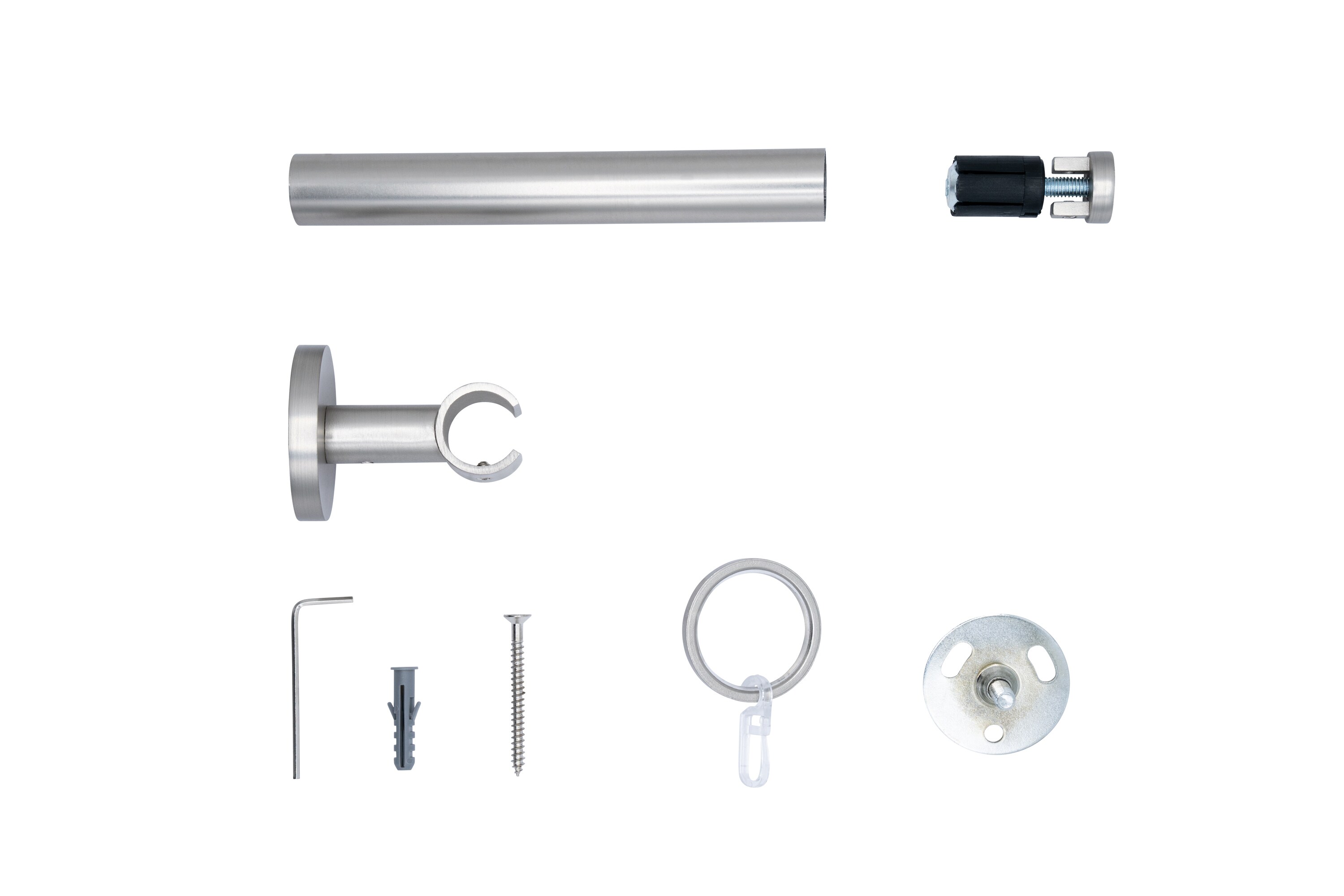 20mm,1-läufig,Rohr,Deckenträger classic,Endstück match Größe: 100cm, Farbvariante: Edelstahl-Optik