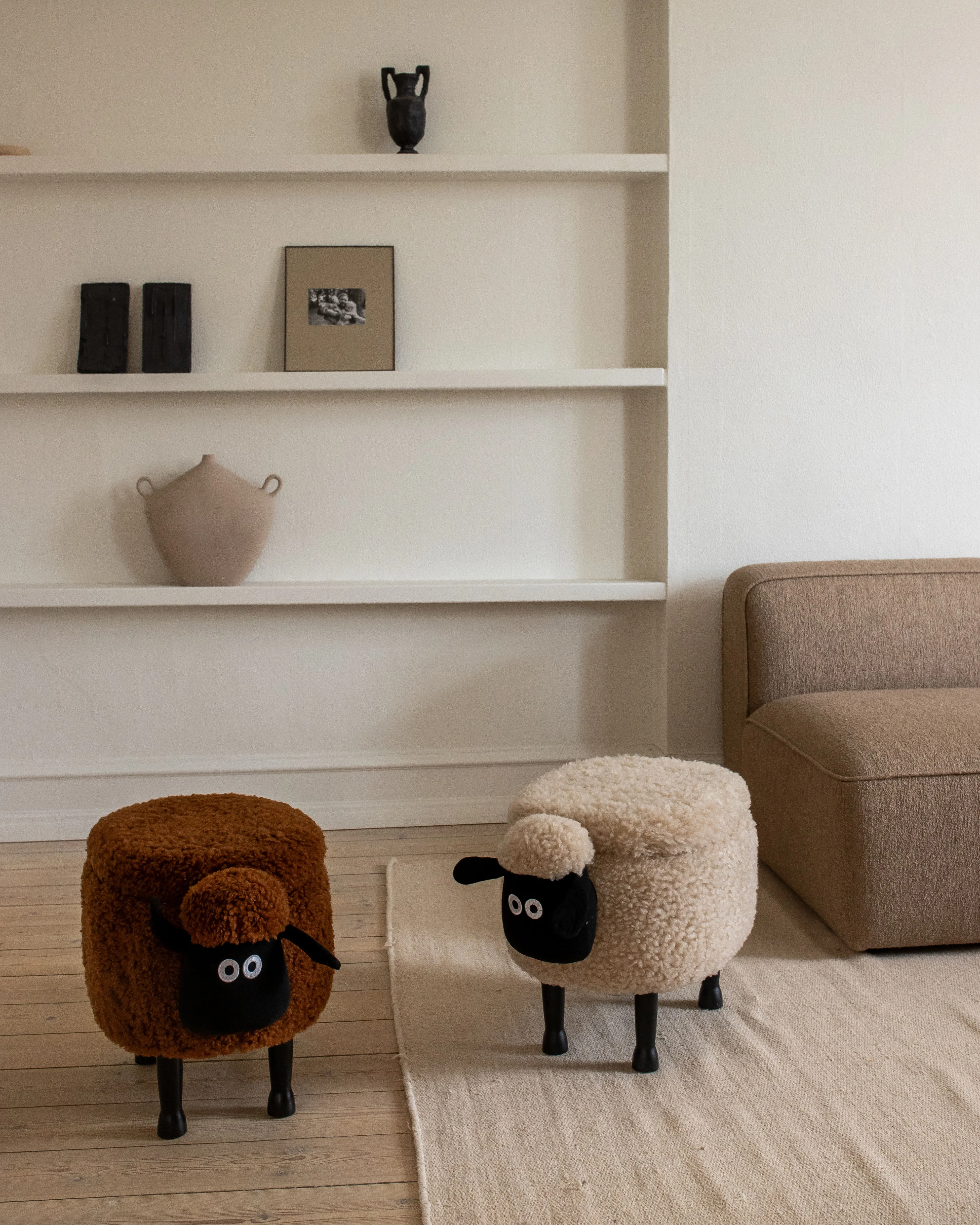 Dierenpoef met opbergruimte SHEEP Stof Lichtbeige Schaap