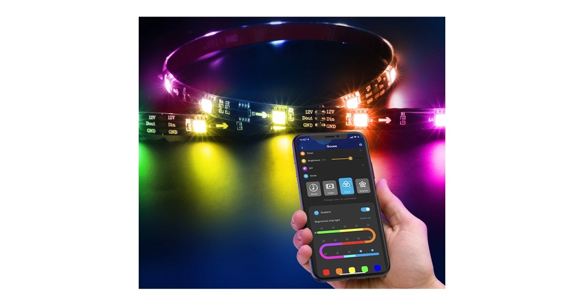 GoveeH6199 DreamView T1 TV achtergrondverlichting sfeerverlichting  (5 meter, RGBIC, Wifi, Bluetooth, voor 75 - 85 inch tv's)