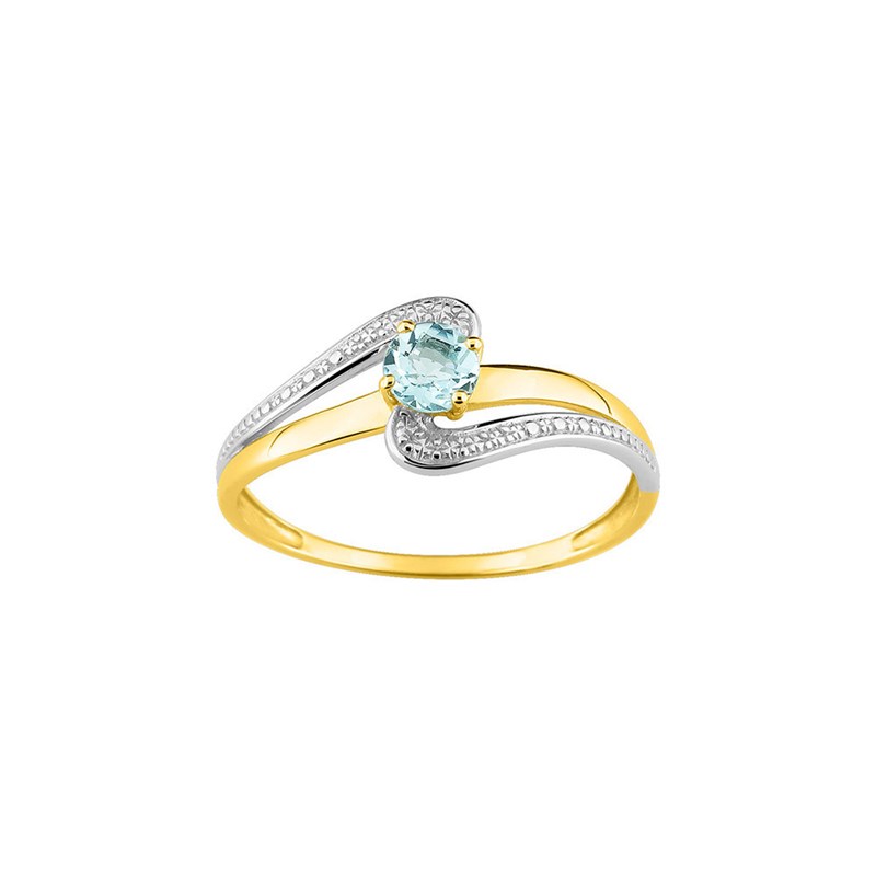 Bague femme - aigue marine - Or 9 Carats