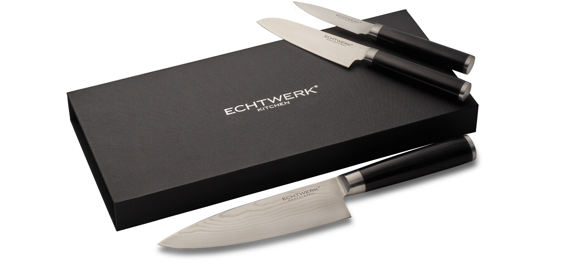 Echtwerk Damaszener Messer-Set, 3-teilig, Küchenmesser-Set