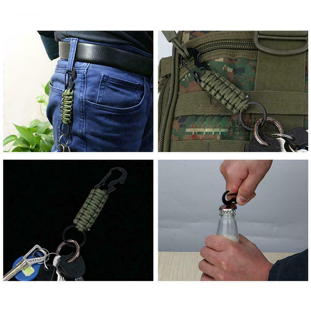 (5er Set) Karabiner Haken Schlüsselanhänger mit geflochtenem Schlüsselband   Flaschenöffner