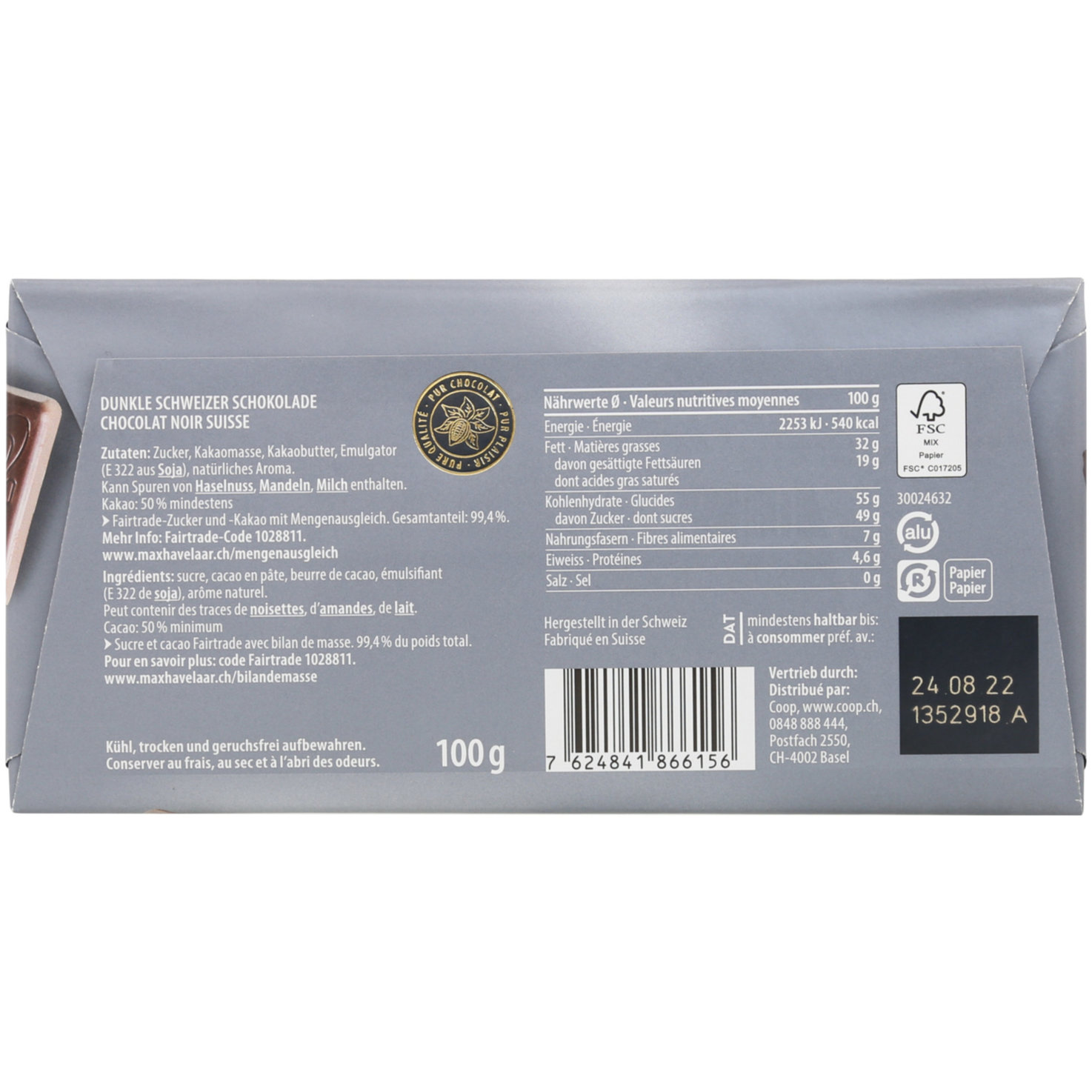 Halba Tafelschokolade Crémant 50%