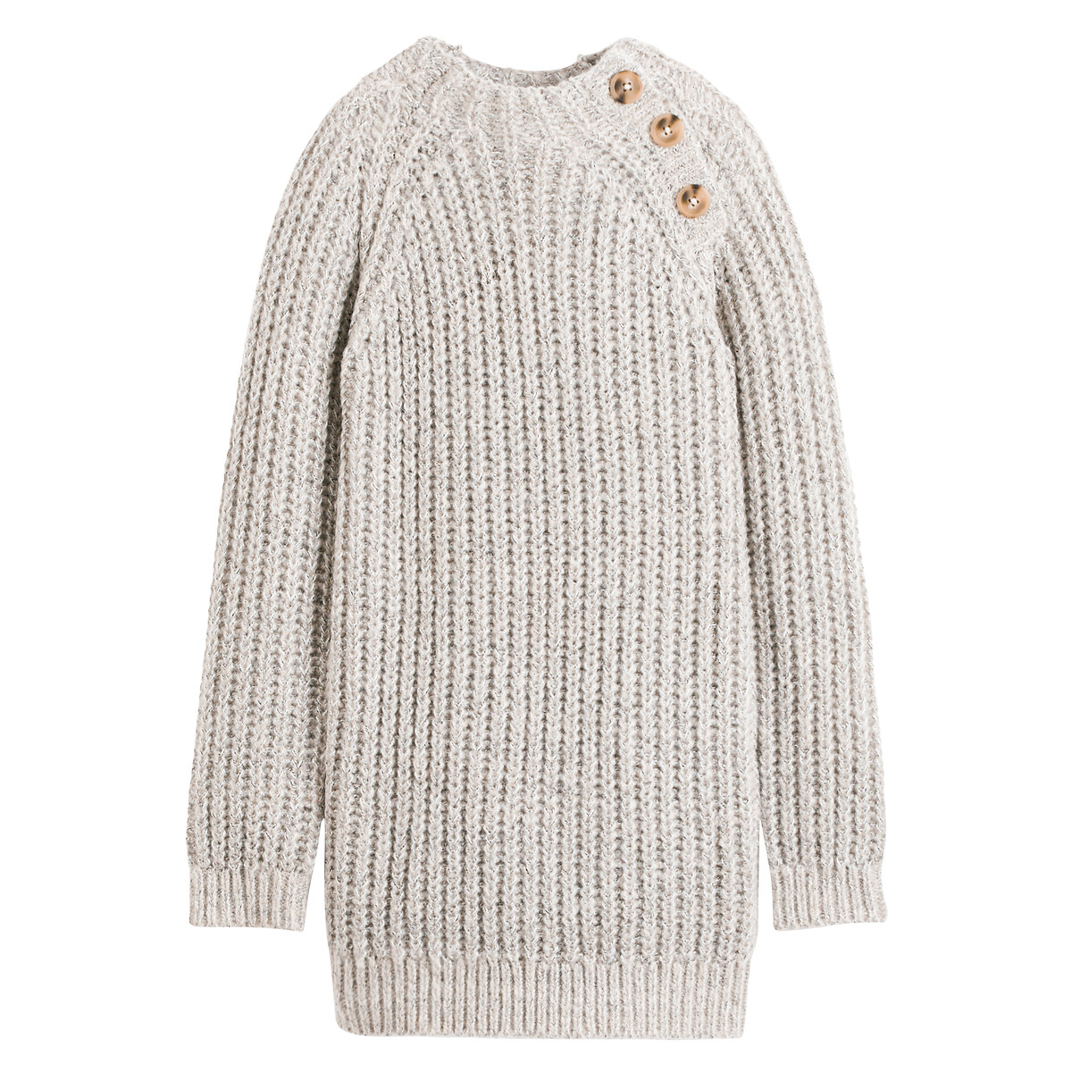 COLEÇÕES LA REDOUTE<br>Vestido reto com gola alta em tricô grosso