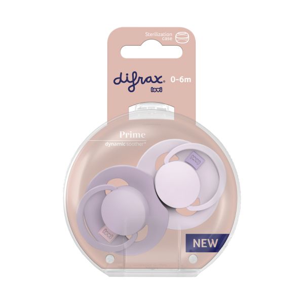 Difrax Dynamic LOVI Prime Fopspeen - 0-6mnd - 2st. - Lilac / Violet