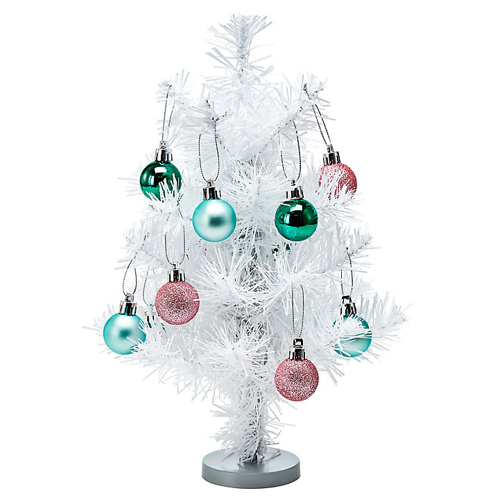 Mini sapin de noël coloris blanc H.32 cm support inclus