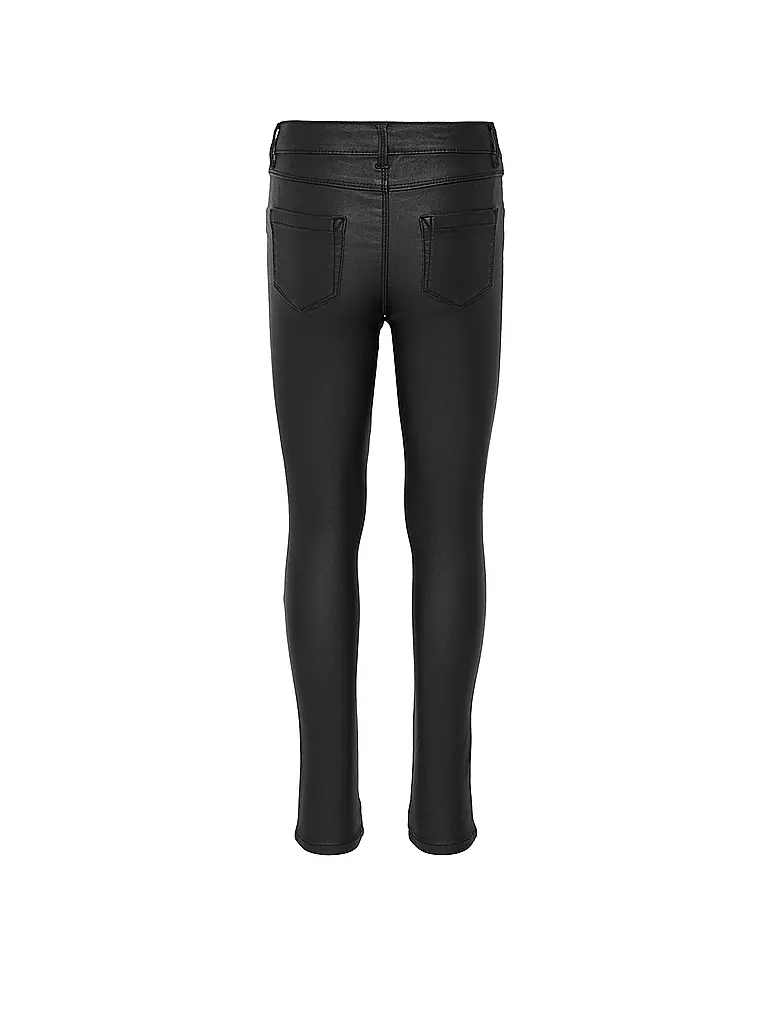 ONLY Mädchen Jeans in Lederoptik Slim Fit KONROYAL  schwarz