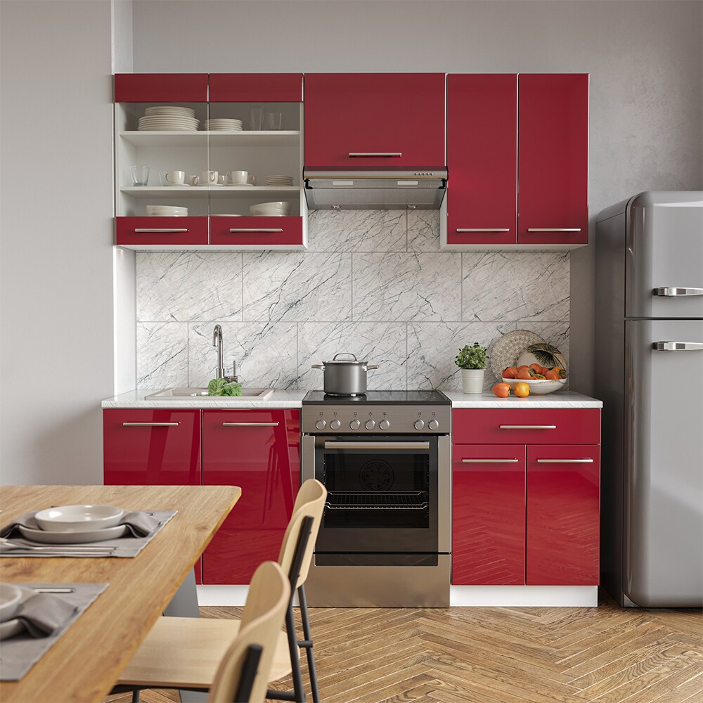 Vicco Küchenzeile Küchenblock Einbauküche 200cm Fame-Line Hochglanz Fronten