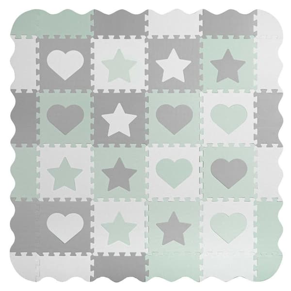Skummatte Puslespill 151x151cm 16 stk Ricokids Grey-Mint
