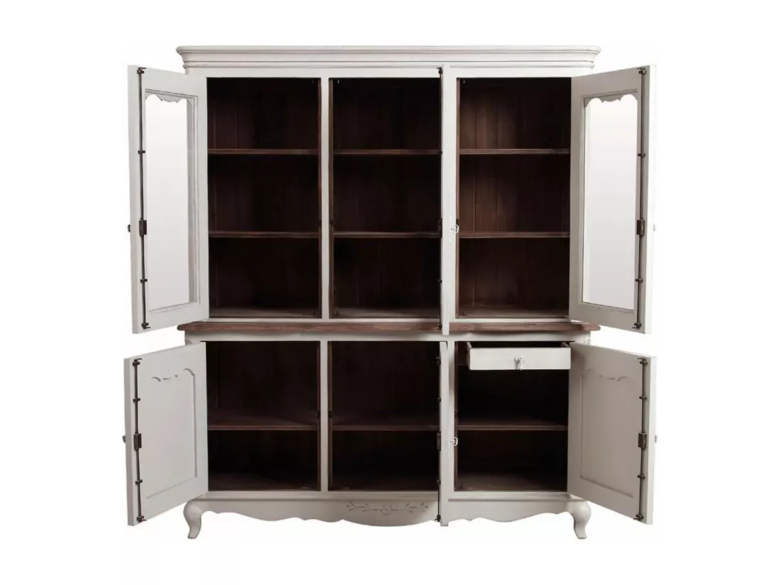 Buffet vaisselier 3 portes vitrées Bois Blanc - Château Interior's