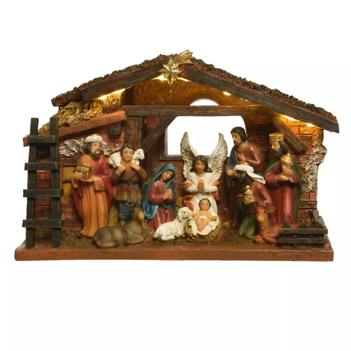 Crèche de Noël complète et lumineuse (H15 cm) Sainte-Julia