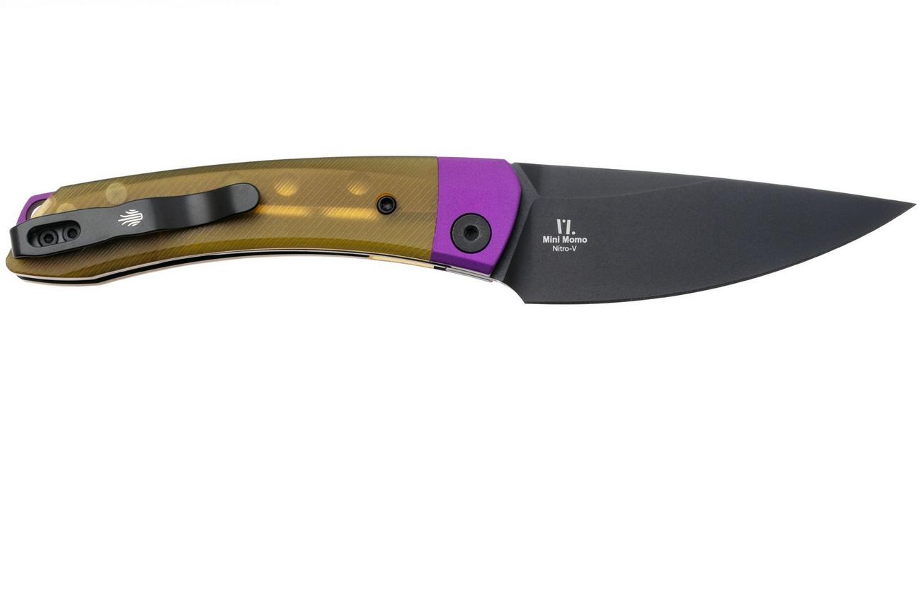 Kizer Vanguard Mini Momo V3663A1 Black 154CM, Yellow Ultem, zakmes, Vladimir Legachev design