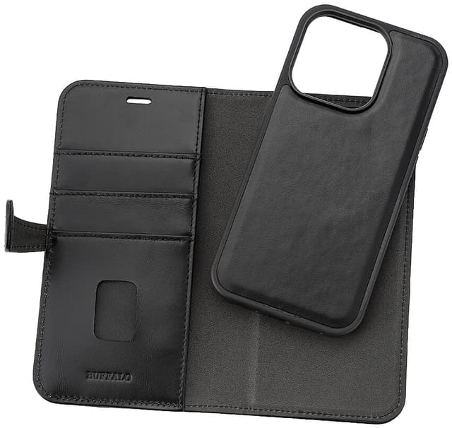 Buffalo iPhone 15 Pro 2in1 Leather MagSeries pungetui (sort)