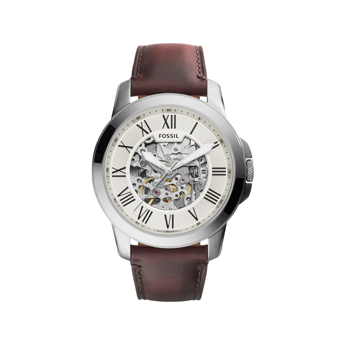 Montre Fossil homme acier cuir marron