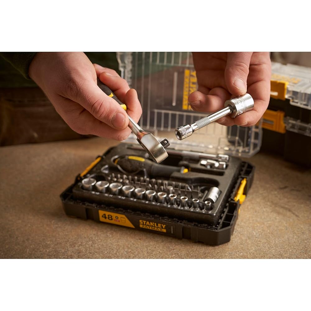 Stanley - COFFRET DE DOUILLES STAKBOX M - ¼’’ - JEU DE 48 PCS - FATMAX - FMMT98101-0 Multicolore : Bricolage
