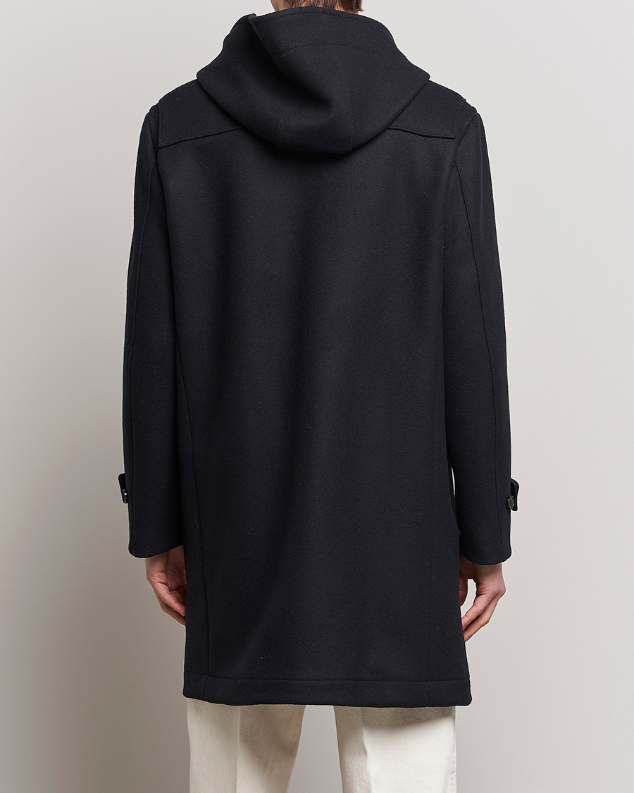 Mackintosh Weir Wool Hooded Duffle Navy