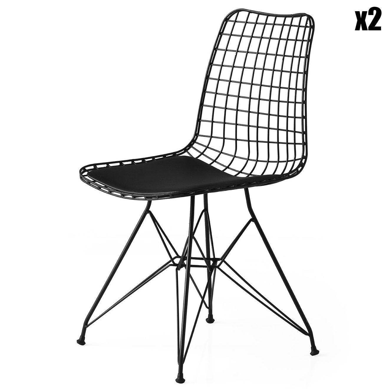 Wooden Art 2 chaises tivoli noires - 81x46x42.5 cm