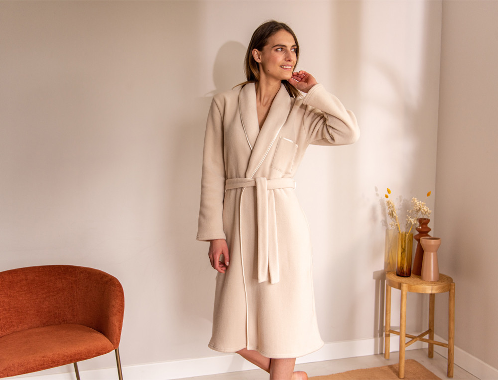 Robe de chambre femme-Nuit d'ivoire