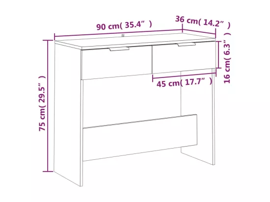 Table console noir 90x36x75 cm bois d'ingénierie