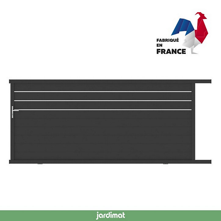 Portail Jardimat coulissant aluminium Alpes Trio noir - 300 x h.160 cm