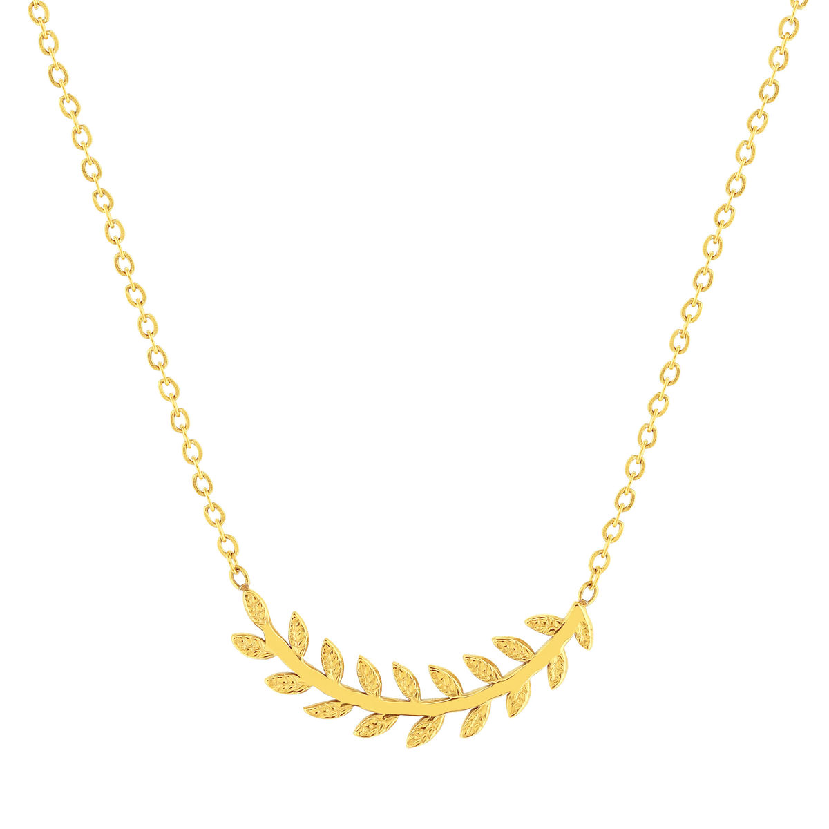 Collier acier doré feuilles 45 cm