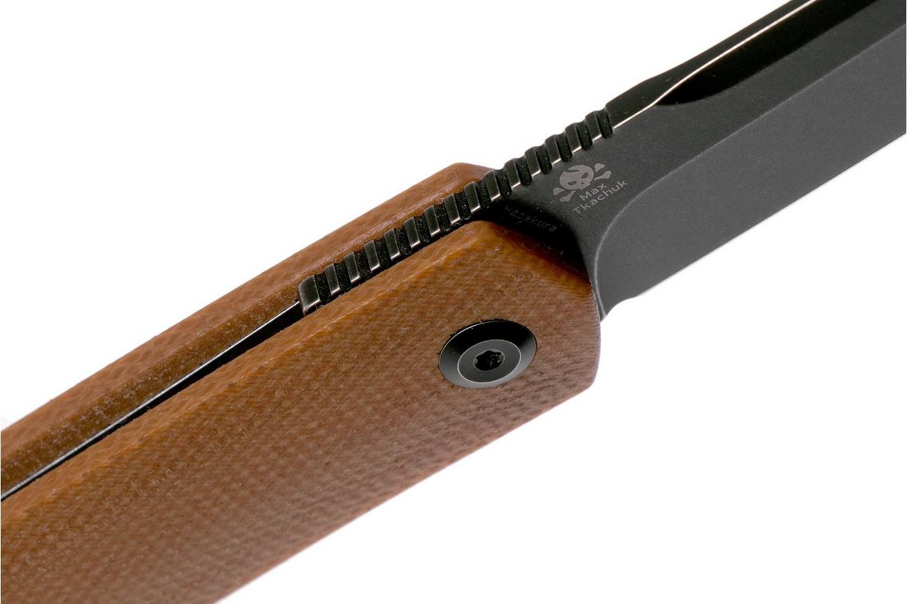 Kansept Hazakura T1019C5 Brown Micarta zakmes, Max Tkachuk design