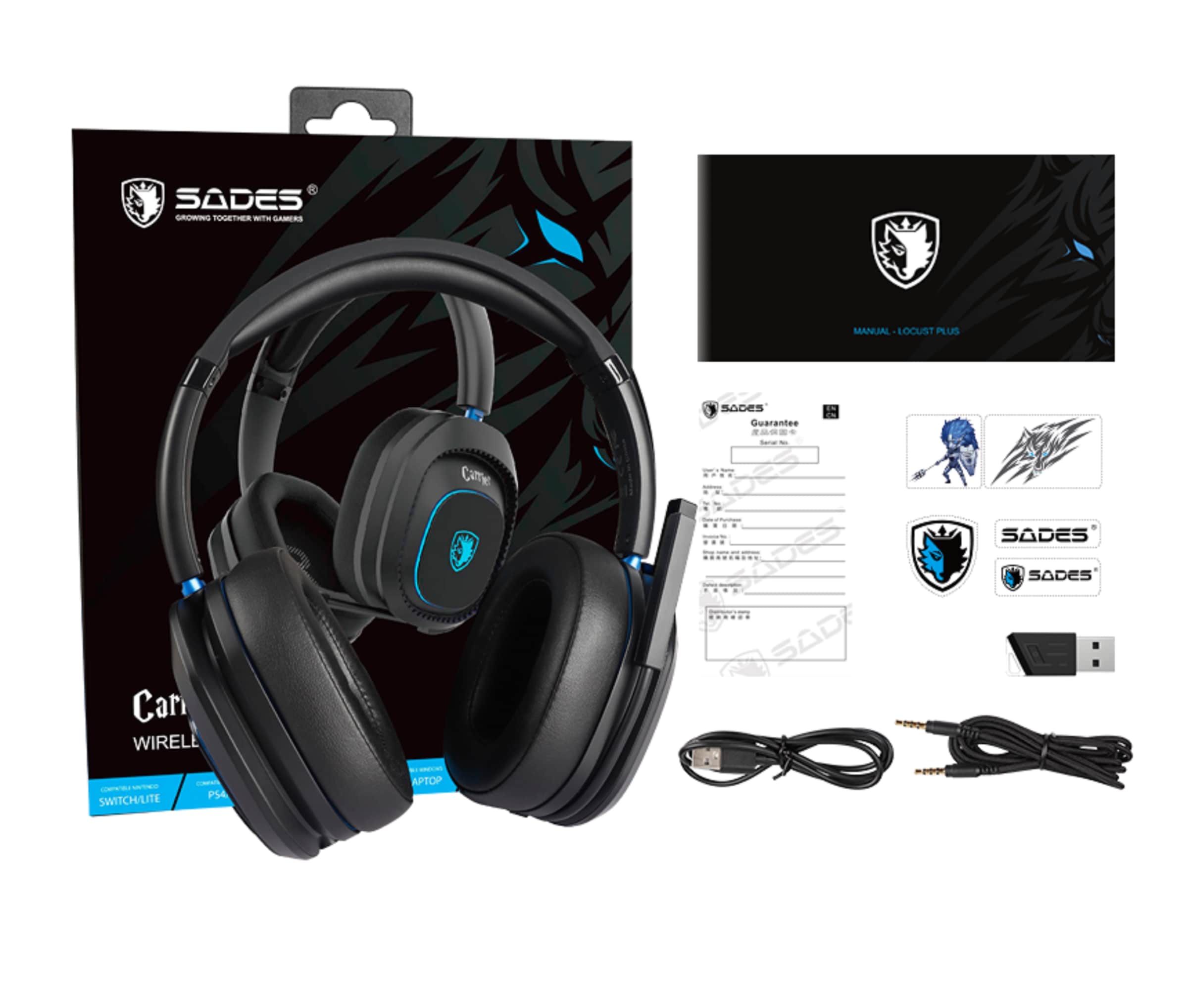 Sades Gaming-Headset »Carrier SA-203« Rauschunterdrückung kabellos, Stereo, Over Ear, Bluetooth 5.0, 2,4G, 3,5 mm