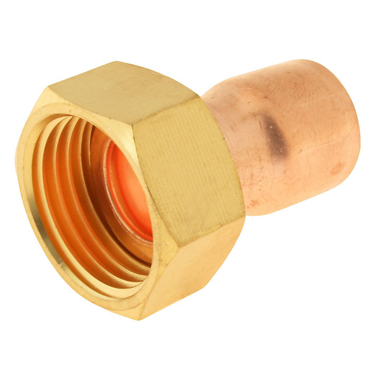 Raccord collet battu cuivre droit à souder sur tube cuivre Ø14 - sortie écrou tournant femelle 15/21 (1/2