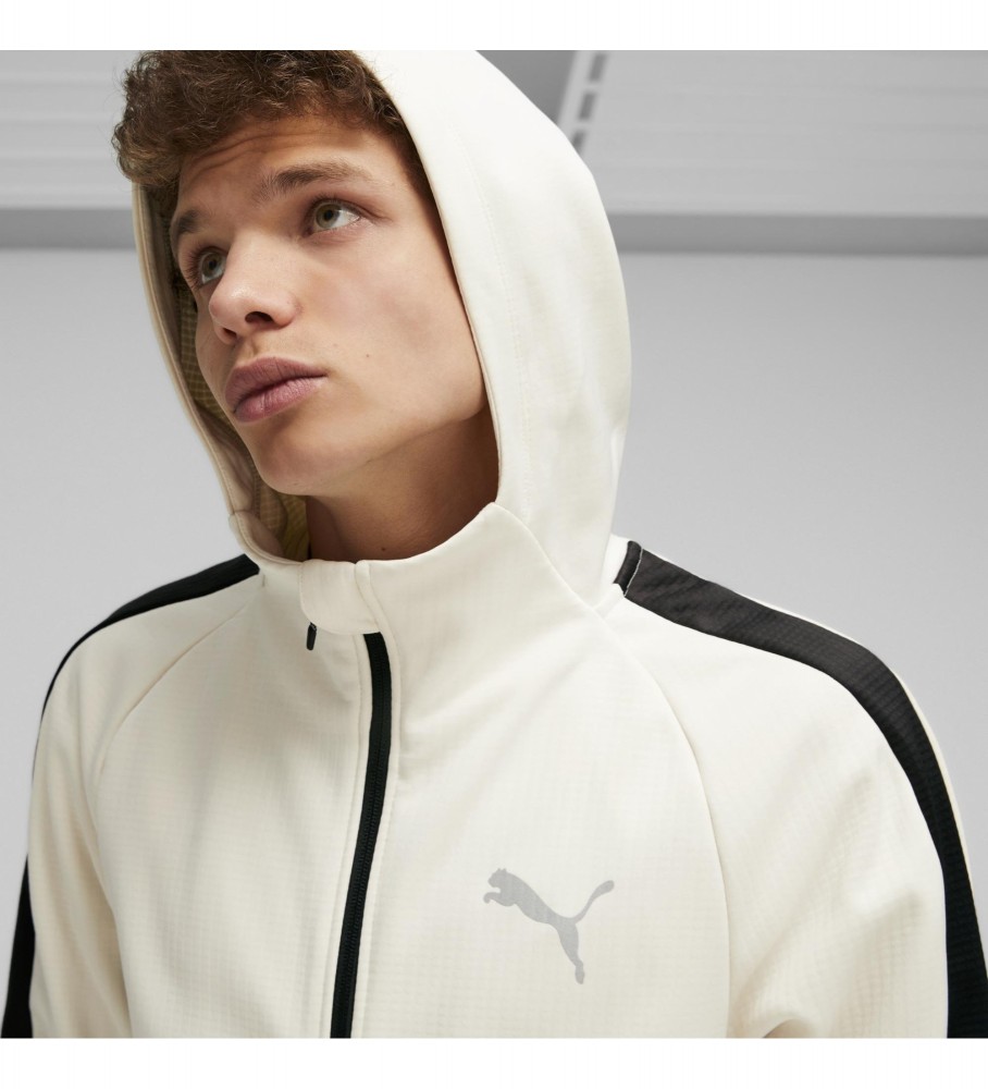 Jaqueta Puma Evostripe Warm com zíper frontal, branca
