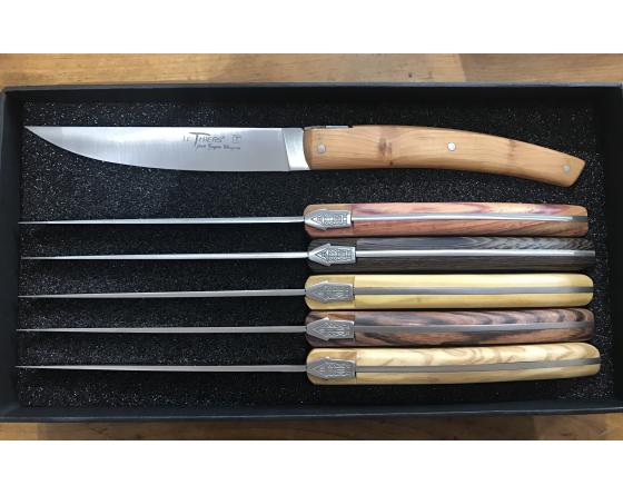 Le Thiers Pirou Table 6 bois différents- coffret de 6 pièces Couteaux Table par Goyon Chazeau