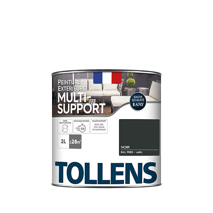 Peinture extérieure multi-supports Tollens satin noir 2L