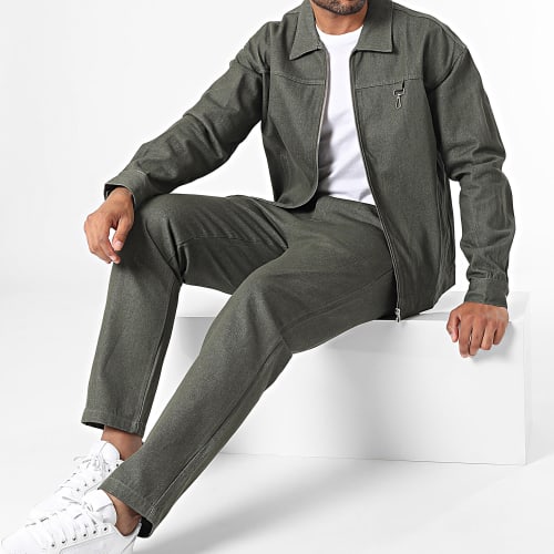 Ensemble Veste Zippée Et Pantalon Vert Kaki