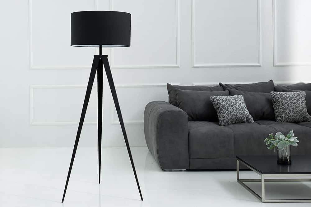 Elegante Stehlampe TRIPOD 145cm schwarz Retro Stehleuchte