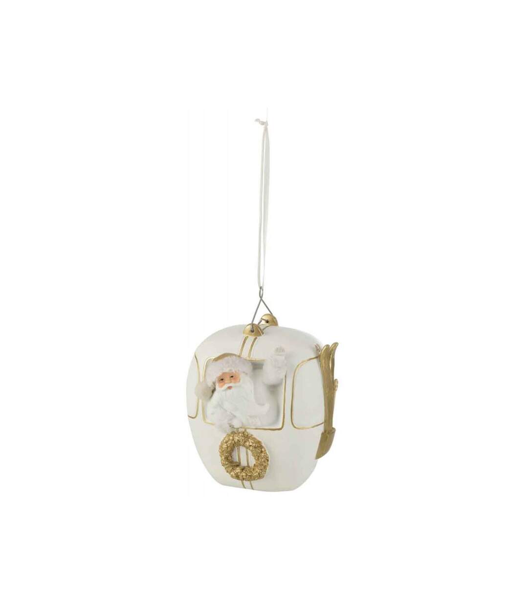 Paris Prix - Boule De Noël téléphérique 20cm Blanc & Or