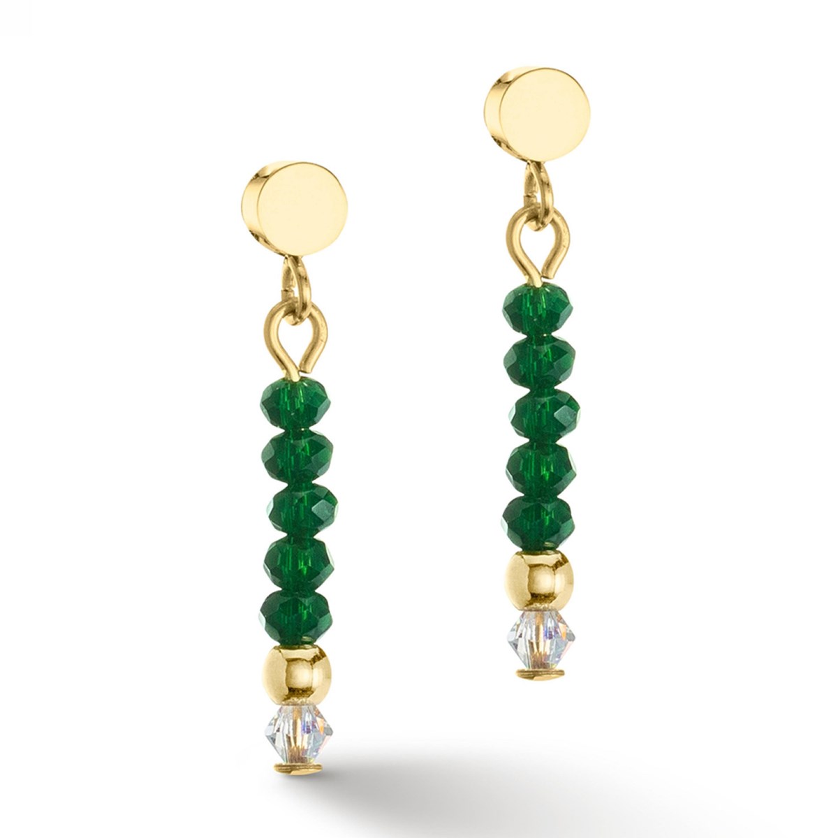 Boucles d'oreilles Coeur de lion LittleTwinkle doré-vert foncé