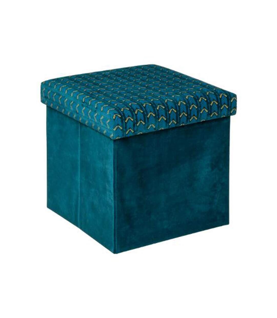 Pouf Pliable Velours Liam 38x38cm Bleu Canard