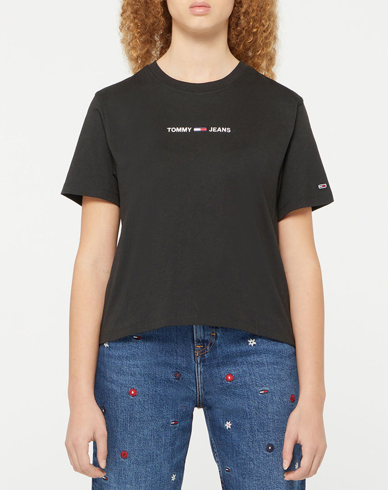 Tommy Jeans T-Shirt 100% Coton Bio Linear Logo noir