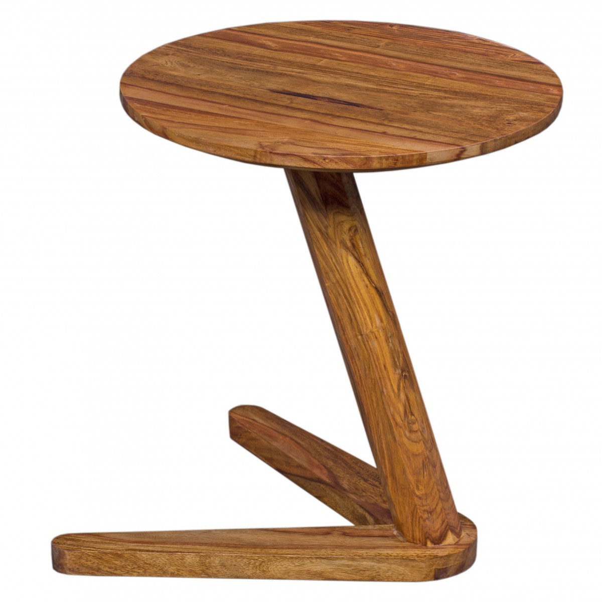 Beistelltisch - rund - braun gebeizt - Sheesham massiv - 45 cm breit