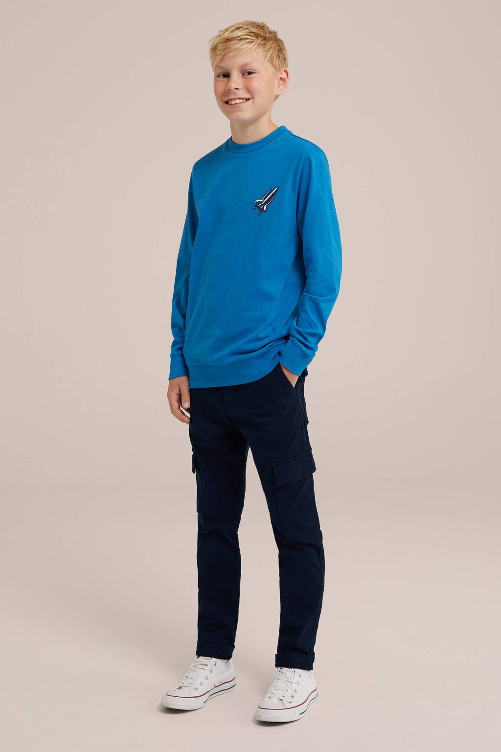 WE Fashion longsleeve met backprint blauw