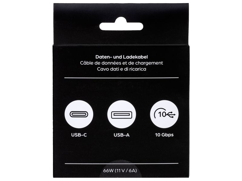 onit USB 3.1-Kabel USB A - USB C 1 m, Grau/Schwarz Verbindungskabel mit geflochtener Nylonummantelung