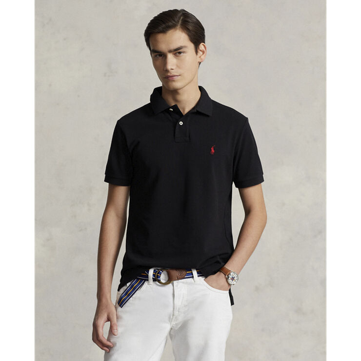 Polo Ralph Lauren Custom Slim Fit Mesh Polo Sort/rød
