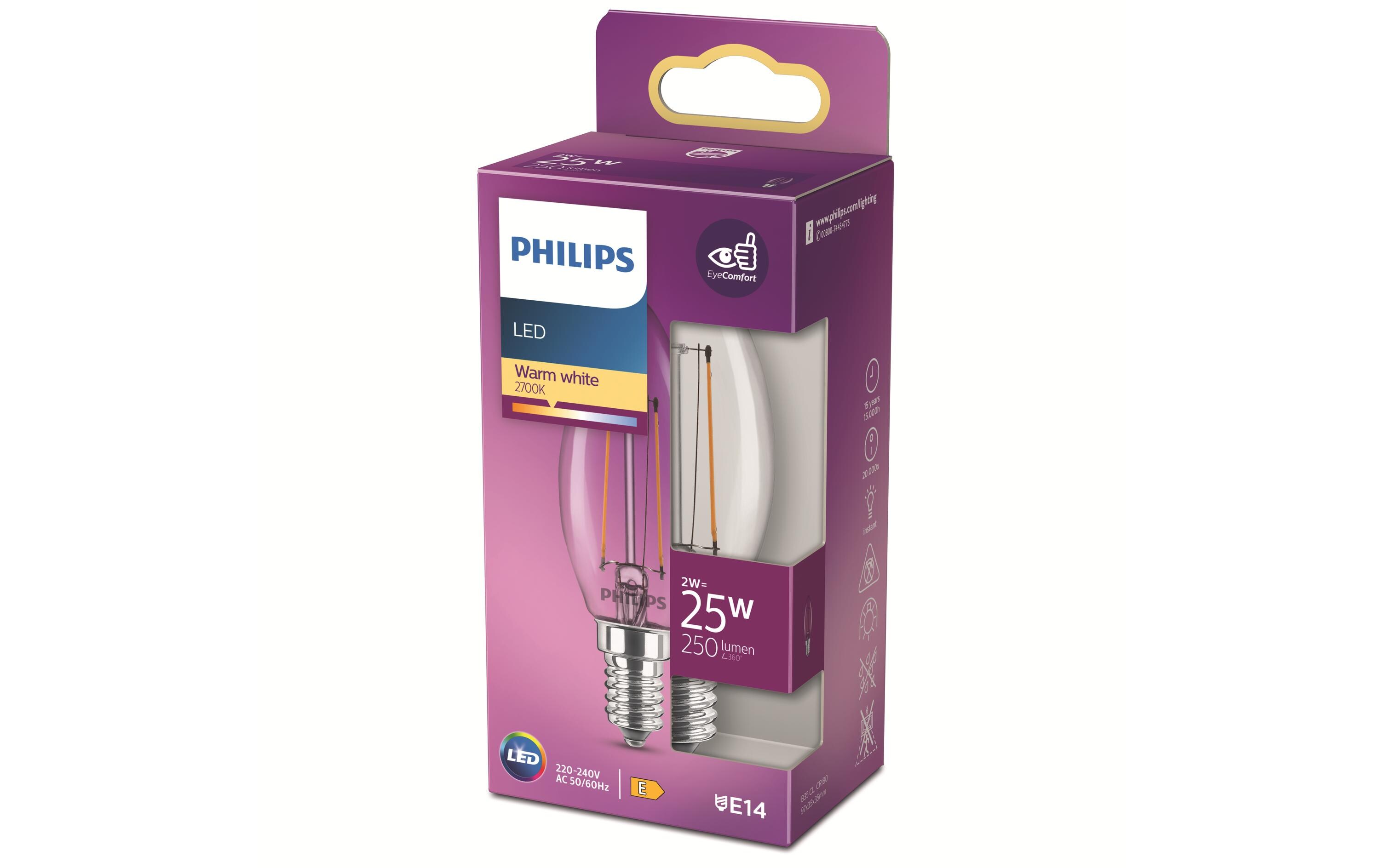 Lampe LEDcla 25W E14 B35 WW CL ND WarmweissLeuchtmittel B35 mit klarem Glas