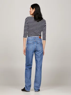 Calça jeans reta ajustada de cintura média Classics Melany