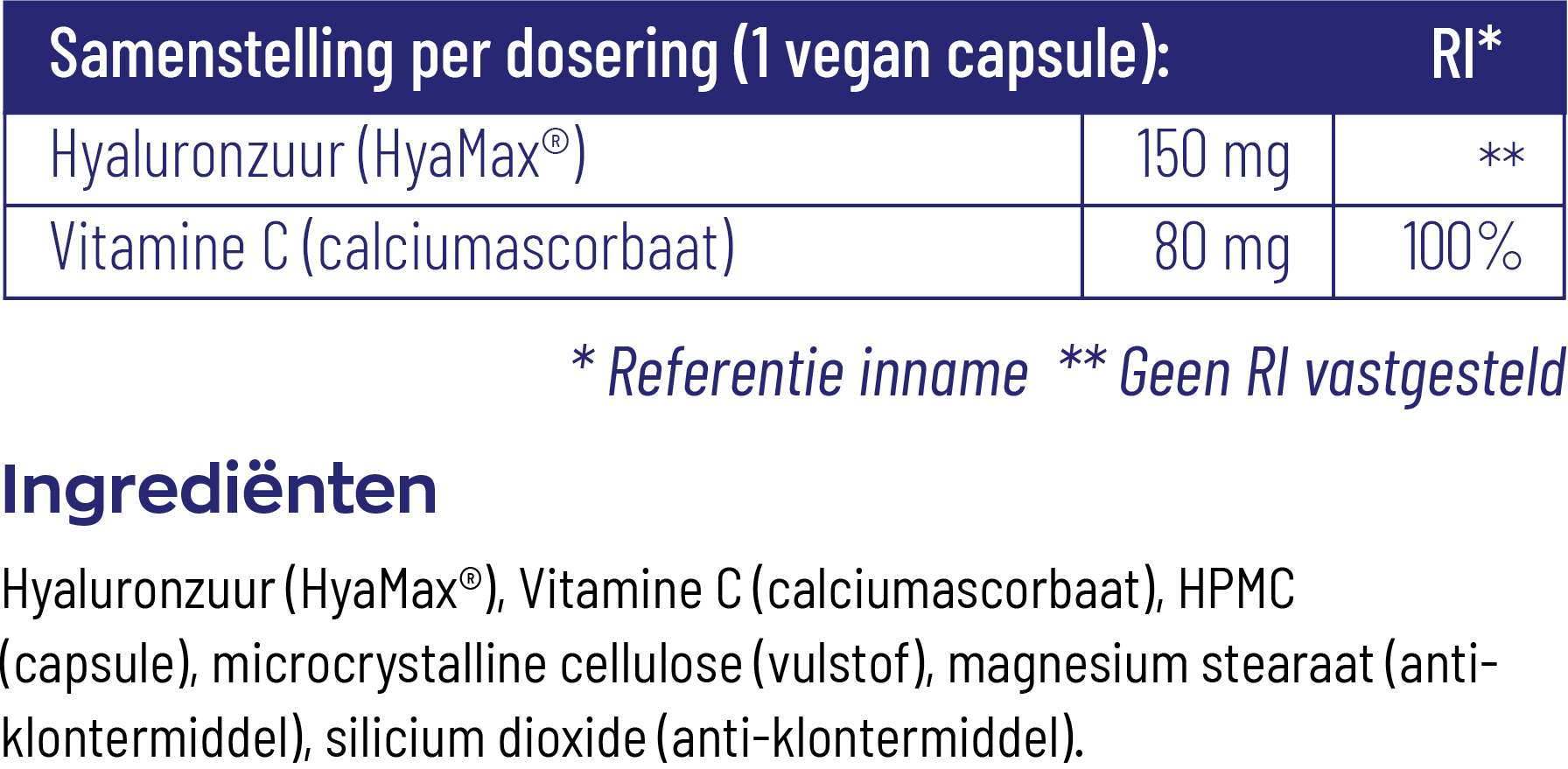 Vitakruid Hyaluronzuur 150 Hyamax® Met Vitamine C Anti-Aging (60 vega capsules)