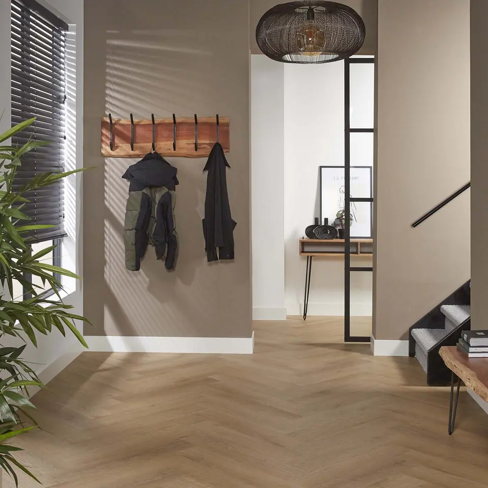 Industriële kapstok Levi massief hout 6 haken horizontaal - 12x100x30 cm - Hout