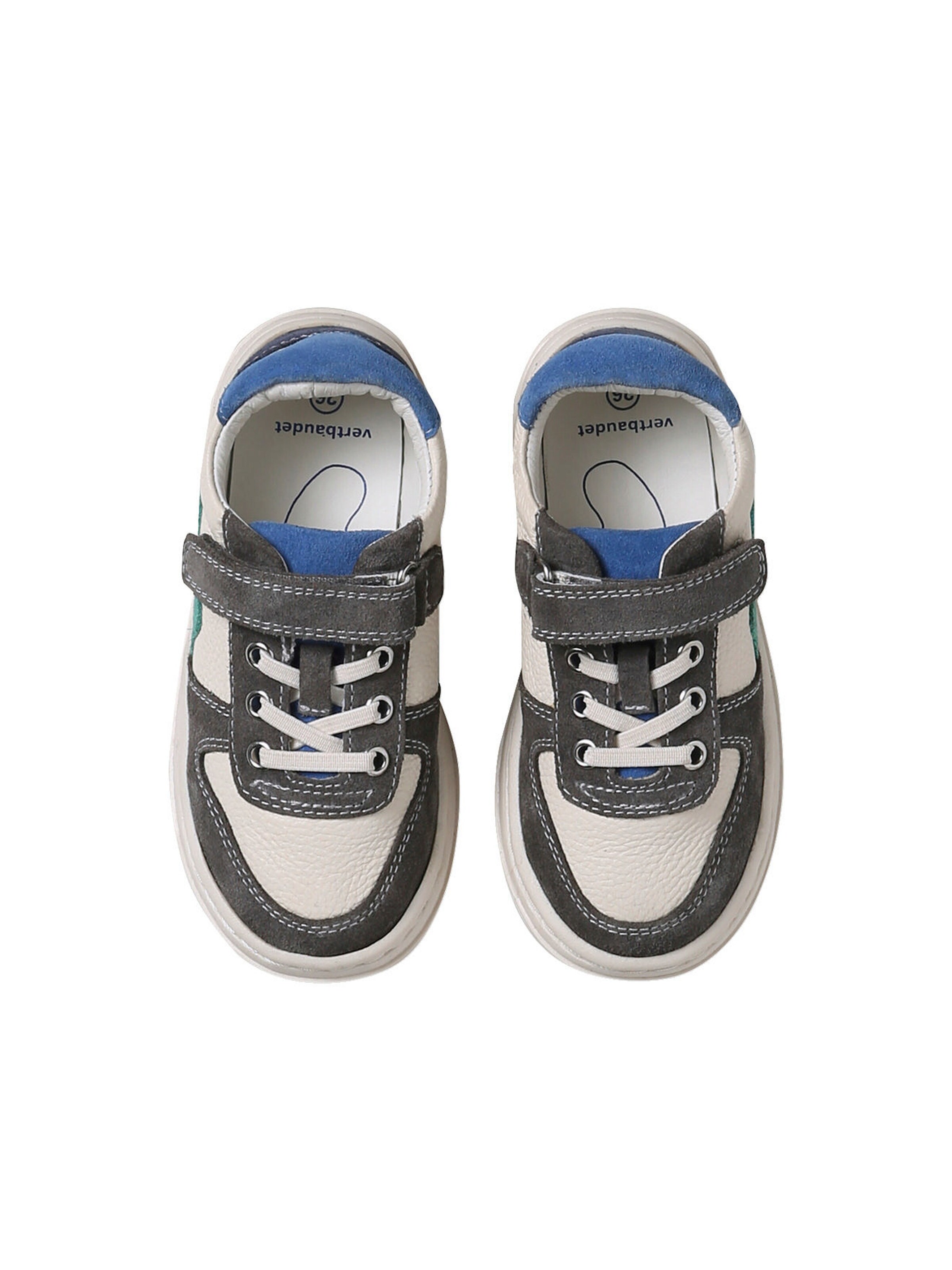 Vertbaudet Kinder Ledersneakers mit Anziehtrick und elastischer Schnürung set weiß