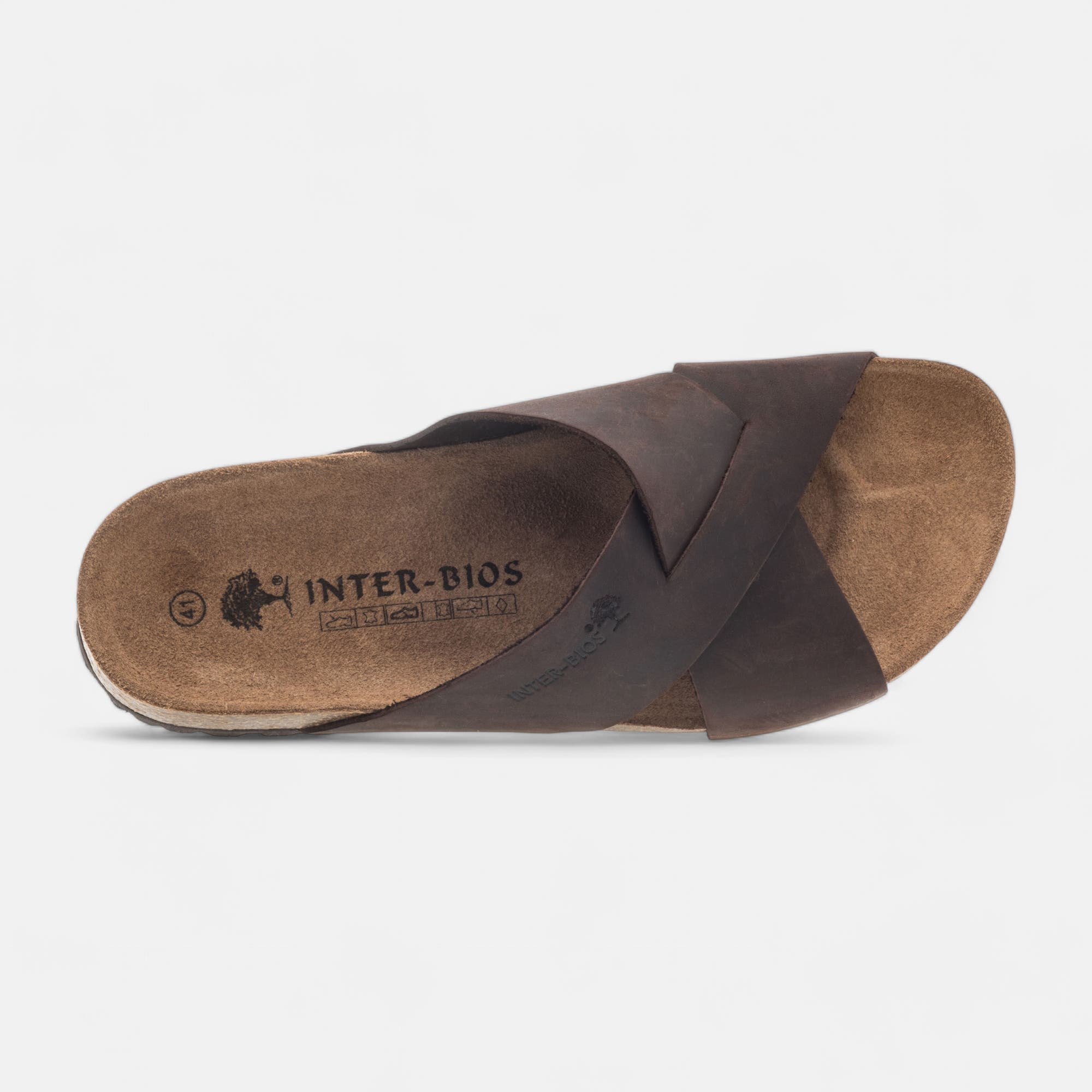 Mules semelle liège Homme en cuir marron