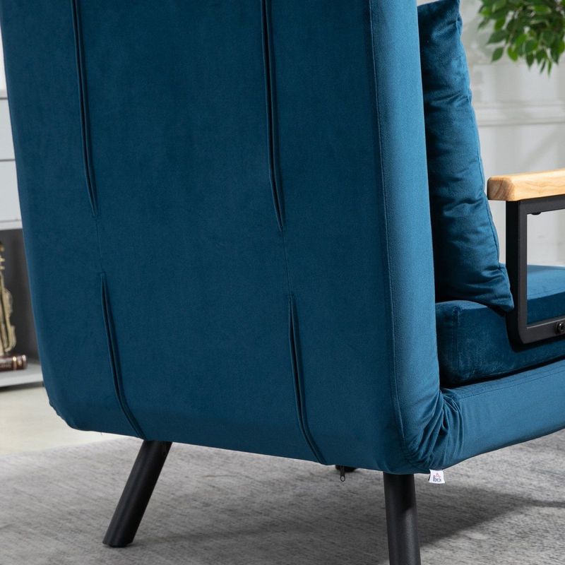 HOMCOM Slaapbank - Blauw - Fluwelen Look - Verstelbare Rugleuning